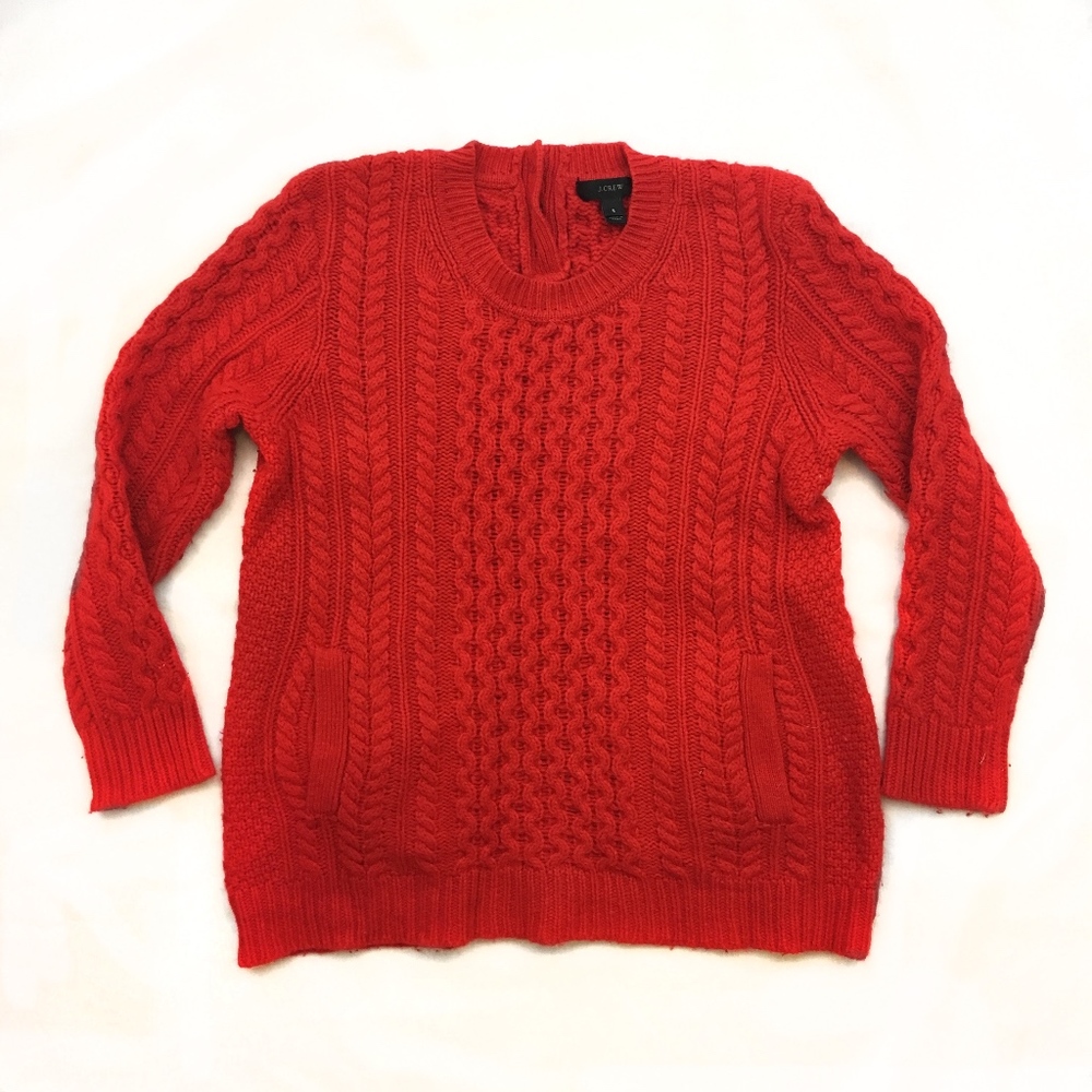 J. Crew Red Fisherman Sweater Size Small